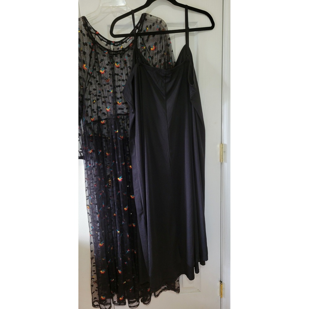 Torrid Black Mesh Floral Embroidered Polka Dot Maxi Dress Set Plus Size 3 3X - Picture 15 of 16